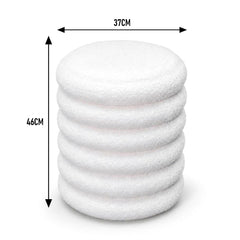 Round Storage Ottoman Teddy Fleece Vanity Stool Comfy Seat with 20L Hidden Storage for Living Room Bedroom Entryway No Assembly 150kg Capacity 37x46cm