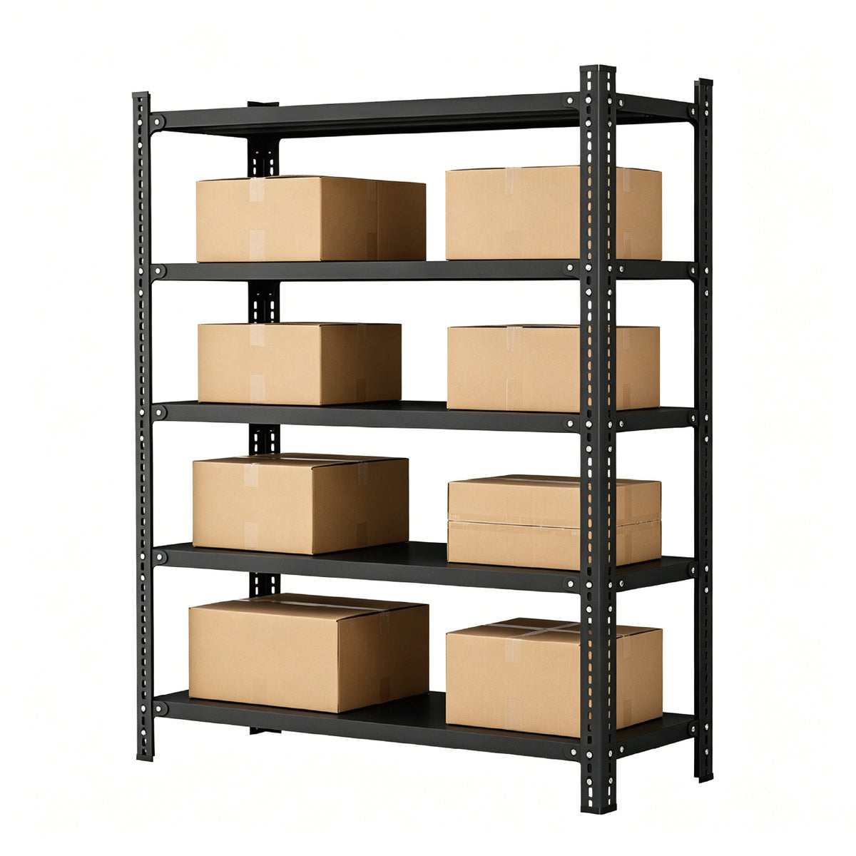 5 Tier Storage Shelf Heavy Duty Height Adjustable Storage Rack 100kg Load Capacity Each Layer for Kitchen Garage Warehouse Basement 100Lx40Wx175Hcm Black