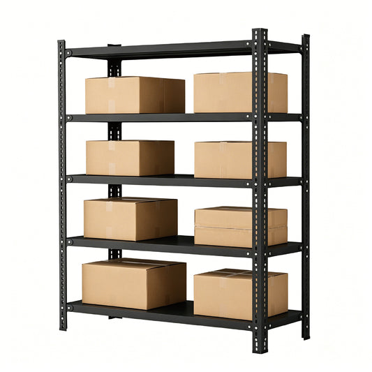 5 Tier Storage Shelf Heavy Duty Height Adjustable Storage Rack 100kg Load Capacity Each Layer for Kitchen Garage Warehouse Basement 100Lx40Wx175Hcm Black