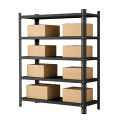 5 Tier Storage Shelf Heavy Duty Height Adjustable Storage Rack 100kg Load Capacity Each Layer for Kitchen Garage Warehouse Basement 100Lx40Wx175Hcm Black