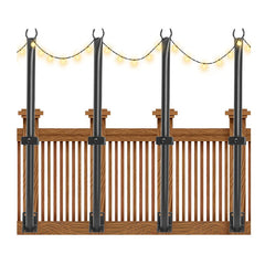 4 Pack String Light Poles 113cm Height Wall-Mounted Lighting Brackets Outdoor Metal Hanging Light Poles with Fixing Clips for Patio Deck Fence Garden