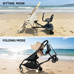Universal Stroller Board Child Rider Stroller Attachment 360 Rotatable with Saddle Seat and Non-Slip Footboard Adjustable Buggy Board 25kg Load Capacity