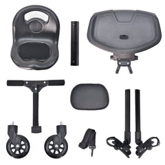 Universal Stroller Board Child Rider Stroller Attachment 360 Rotatable with Saddle Seat and Non-Slip Footboard Adjustable Buggy Board 25kg Load Capacity