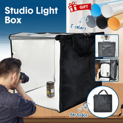 60cm Photography Light Box Portable Light Tent Photo Studio 60x60x60cm With 2 Light Panels 5 Color Removable Backdrops and Carry Bag AU Plug