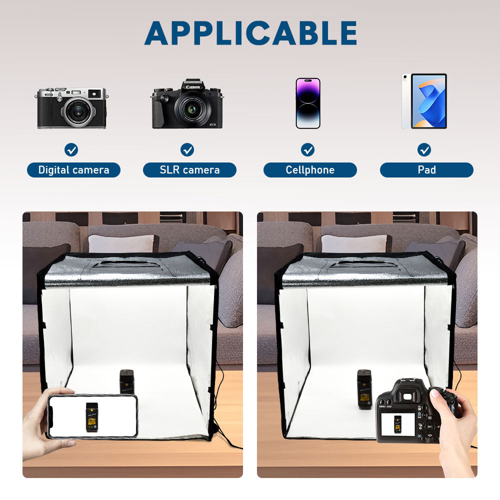 60cm Photography Light Box Portable Light Tent Photo Studio 60x60x60cm With 2 Light Panels 5 Color Removable Backdrops and Carry Bag AU Plug