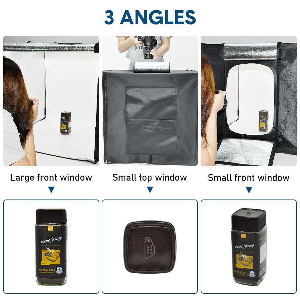 60cm Photography Light Box Portable Light Tent Photo Studio 60x60x60cm With 2 Light Panels 5 Color Removable Backdrops and Carry Bag AU Plug