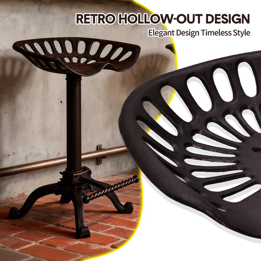 Adjustable Bar Stool Kitchen Swivel Counter Barstool Dinning Chair Hip Curve Design Tractor Seat Stool Cast Iron 56-74cm for Dinning Cafe Outdoor Indoor