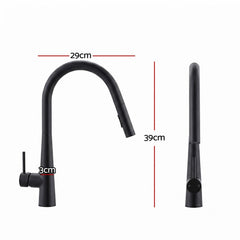 Cefito Kitchen Mixer Tap Pull Out Round 2 Mode Sink Basin Faucet Swivel WELS Black