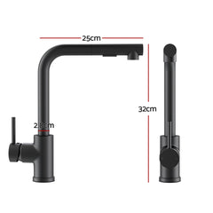 Kitchen Mixer Tap Pull Out Round 2 Mode Sink Basin Faucet Swivel WELS Black