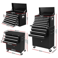 Giantz 13 Drawer Tool Box Cabinet Chest Toolbox Storage Garage Organiser Black