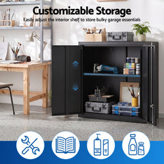 Giantz Steel Tool Cabinet Wall Mount Adjustable Shelf Garage Storage Lockable Black