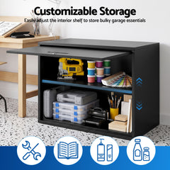 Giantz Wall Mount Steel Tool Cabinet Garage Storage Box Lockable Overhead Shelf Black