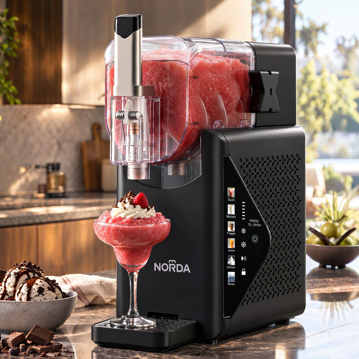NORDA Slushie Machine 2.2L Frozen Drink Maker Ice Cream Maker Foldable Control Panel Black