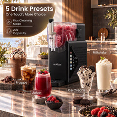 NORDA Slushie Machine 2.2L Frozen Drink Maker Ice Cream Maker Foldable Control Panel Black