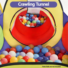Keezi Kids Play Tent Pop Up Teepee Playhouse Ball Pit Crawl Tunnel Basketball Hoop