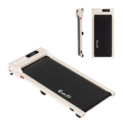Everfit 3 in 1 Walking Pad Treadmill 12% Incline Under Desk Treadmills for Home Gym With 38cm Wide Belt Beige