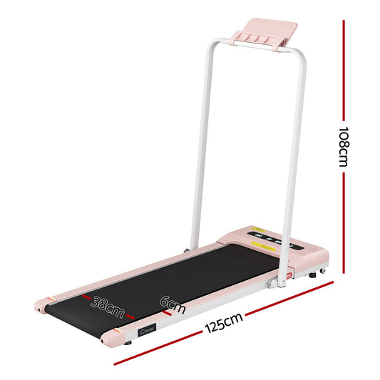 Everfit 2 in 1 Treadmill Electric Walking Pad Under Desk Home Gym Fitness 380mm Pink