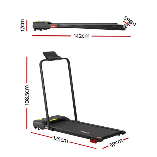 Everfit 3 in 1 Treadmill Electric Walking Pad Under Desk Office Home Gym Incline 380mm Black