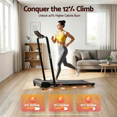 Everfit 3 in 1 Walking Pad Treadmill 12% Incline Foldable Under Desk Treadmills for Home Gym With 40cm Wide Belt Black