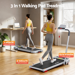 Everfit 3 in1 Treadmill Electric Walking Pad with Incline Foldable for Home Gym Silver