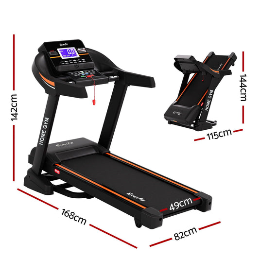 Everfit Treadmill Electric Auto Incline Home Gym Fitness Exercise Machine 490mm