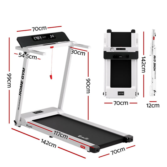 Everfit Treadmill Electric Home Gym Fitness Exercise Fully Foldable 450mm White