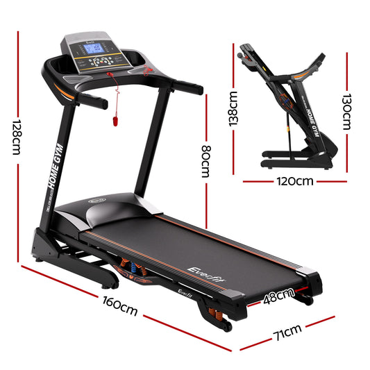 Everfit Treadmill Electric Auto Incline Home Gym Fitness Exercise Machine 480mm