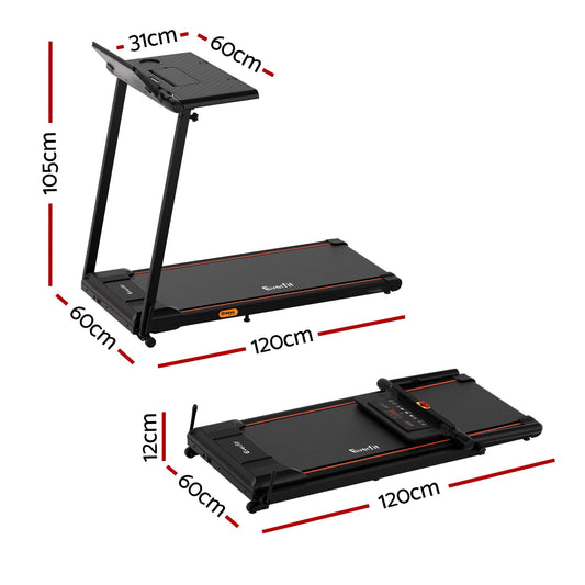 Everfit Treadmill Electric Walking Pad Foldable Incline for Home Office Gym Black