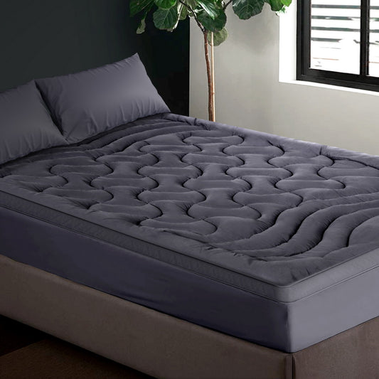 Giselle Bedding 3-Zone Pillowtop Mattress Topper 1000GSM for Back Pain Relief Washable with 45cm Deep Pocket Queen