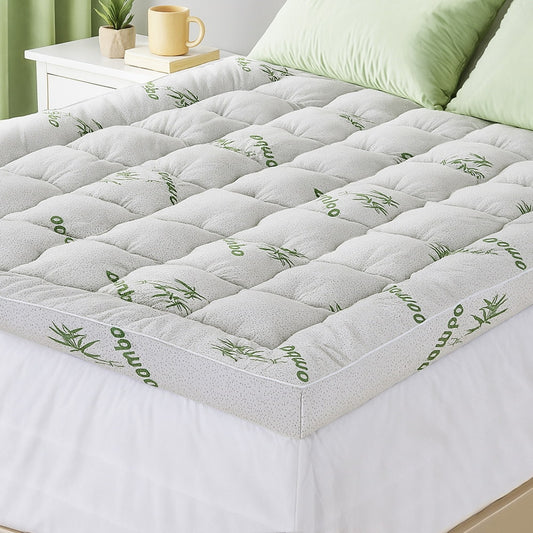 Giselle Bedding 1500GSM Pillowtop Mattress Topper Bamboo Mattress Pad for Back Pain Relief Washable 11cm Thick Bed Cover with 45cm Deep Pocket Queen