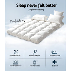 Giselle Bedding 5cm Bamboo Pillowtop Mattress Topper 1000GSM Mattress Pad for Back Pain Relief Washable Breathable Protector with 45cm Deep Pocket Double