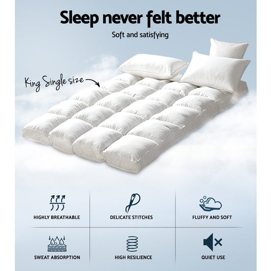 Giselle Bedding 5cm Bamboo Pillowtop Mattress Topper 1000GSM Mattress Pad for Back Pain Relief Washable Breathable Protector with 45cm Deep Pocket King Single