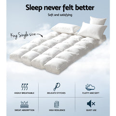 Giselle Bedding 5cm Bamboo Pillowtop Mattress Topper 1000GSM Mattress Pad for Back Pain Relief Washable Breathable Protector with 45cm Deep Pocket King Single