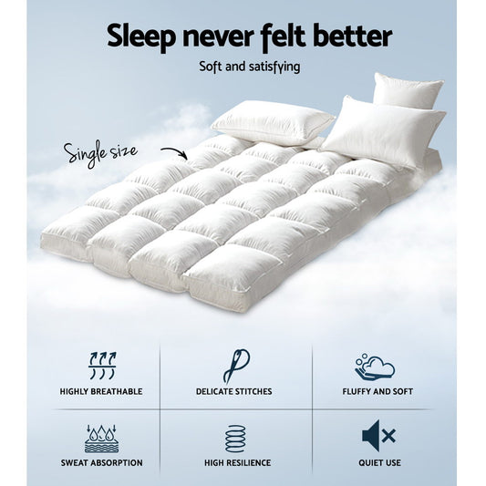 Giselle Bedding 5cm Bamboo Pillowtop Mattress Topper 1000GSM Mattress Pad for Back Pain Relief Washable Breathable Protector with 45cm Deep Pocket Single