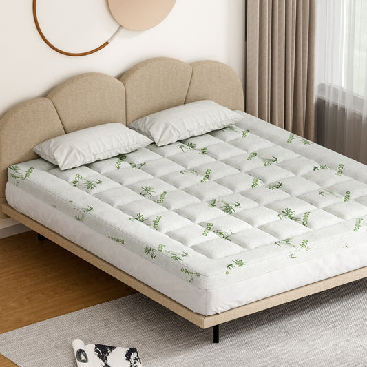Giselle Bedding Pillowtop Mattress Topper 7.5cm Thick Bamboo Pad for Back Pain Relief Washable Skin-friendly Bed Protector with 45cm Deep Pocket King