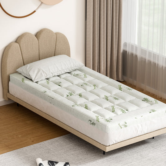 Giselle Bedding Pillowtop Mattress Topper 7.5cm Thick Bamboo Pad for Back Pain Relief Washable Skin-friendly Bed Protector with 45cm Deep Pocket Single