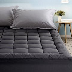 Giselle Bedding Bamboo Charcoal Filling Pillowtop Topper 1000GSM 5cm Thick Pillowtop Pad for Back Pain Relief Washable with 45cm Deep Pocket King Single