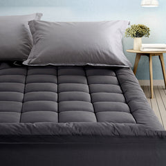 Giselle Bedding Bamboo Charcoal Filling Pillowtop Topper 1000GSM 5cm Thick Pillowtop Pad for Back Pain Relief Washable with 45cm Deep Pocket Single