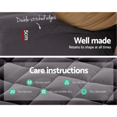 Giselle Bedding Bamboo Charcoal Filling Pillowtop Topper 1000GSM 5cm Thick Pillowtop Pad for Back Pain Relief Washable with 45cm Deep Pocket Single