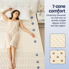 Giselle Bedding Latex Topper 100% Natural Latex Toppers 7-zone w/ Ice Silk Cool-touch Fabric Cooling Cover Double 5cm