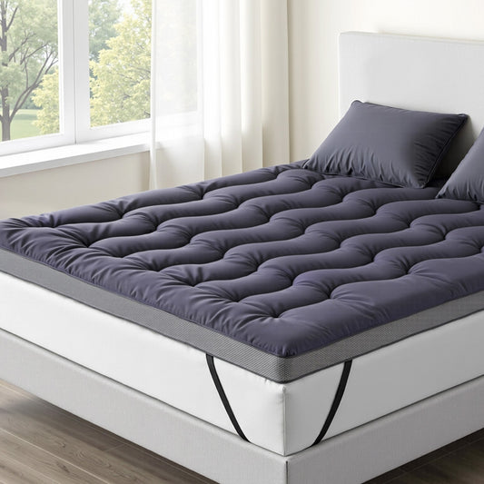 Giselle Bedding 5cm Pillowtop Topper Bamboo Polyester Blend Fibre Pad for Back Pain Relief Washable Overfilled Bed Protector 500GSM Queen