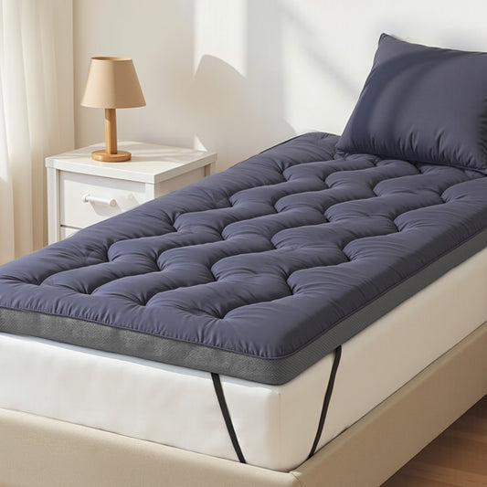 Giselle Bedding 5cm Pillowtop Topper Bamboo Polyester Blend Fibre Pad for Back Pain Relief Washable Overfilled Bed Protector 500GSM Single