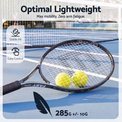 Everfit Tennis Racket Set 2 Pack 27 Inch Lightweight Cushioned Grip for Adults Black