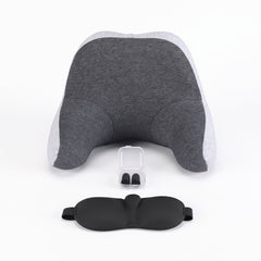 Wanderlite Travel Neck Pillow Portable for Airplane Memory Foam with Eyemask Earplugs Grey