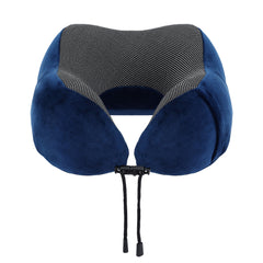 Wanderlite Travel Pillow for Airplanes Memory Foam Neck Pillows for Traveling, Soft & Washable Cover with Storage Bag, Portable Plane Accessories for Airplanes Offices Cars, Blue
