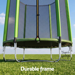 Everfit 6FT Kids Trampoline Round Rebounder with Enclosure Net Green
