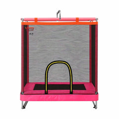 Everfit Kids 4.5FT Trampoline Rectangle Rebounder with Basketball Hoop Pink