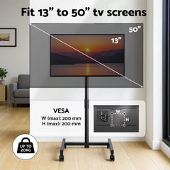 Artiss TV Stand 13-50" Universal Mobile Adjustable Height TV Stand with Wheels