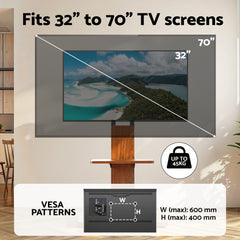 Artiss TV Stand 32-70" Wooden Tray Swivel Height Adjustable