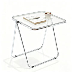 Transparent Acrylic Folding Table Clear Heat-resistant Tabletop Metal Frame with Anti-Slip Foot Pad Modern Portable Home Office Camping Desk 70x45x68cm (Copy)